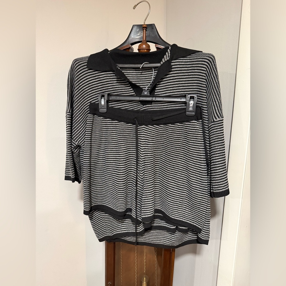 Striped Black and White Women's Top and Shorts - Loungewear set